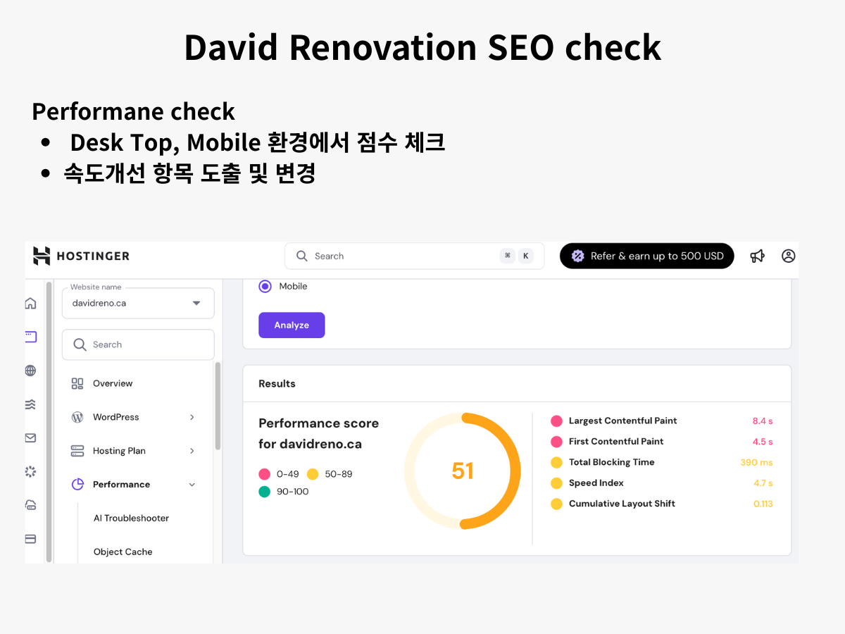 David Renovation website - SEO optimization and speed improvement